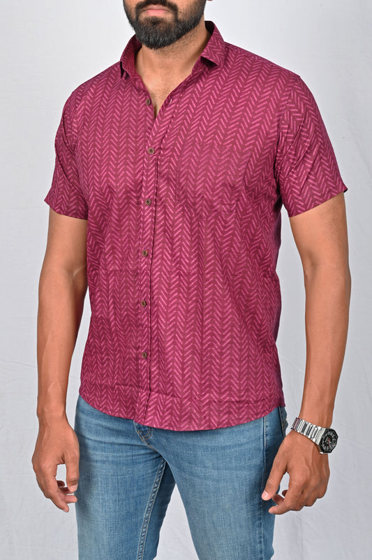 Shirt -  Maroon Block Printed