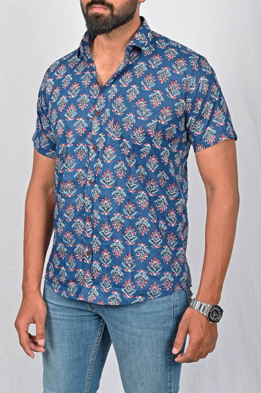 Shirt - Blue Block Printed