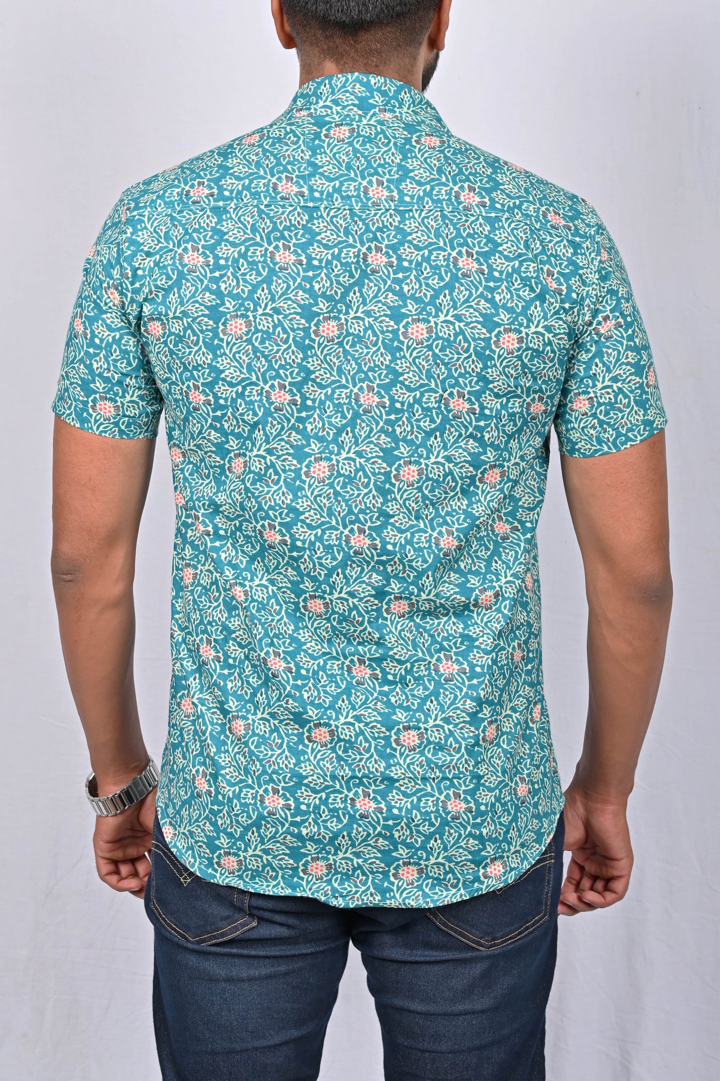 Shirt - Blue Block Printed