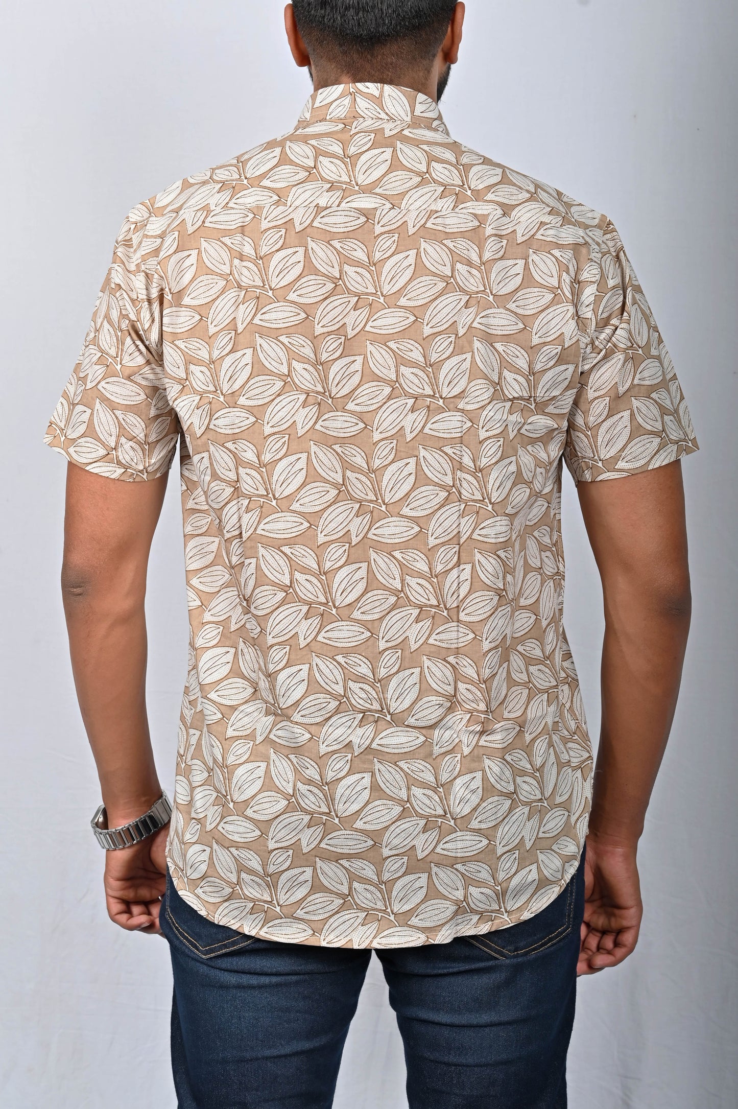 Shirt - Light Beige Block Printed