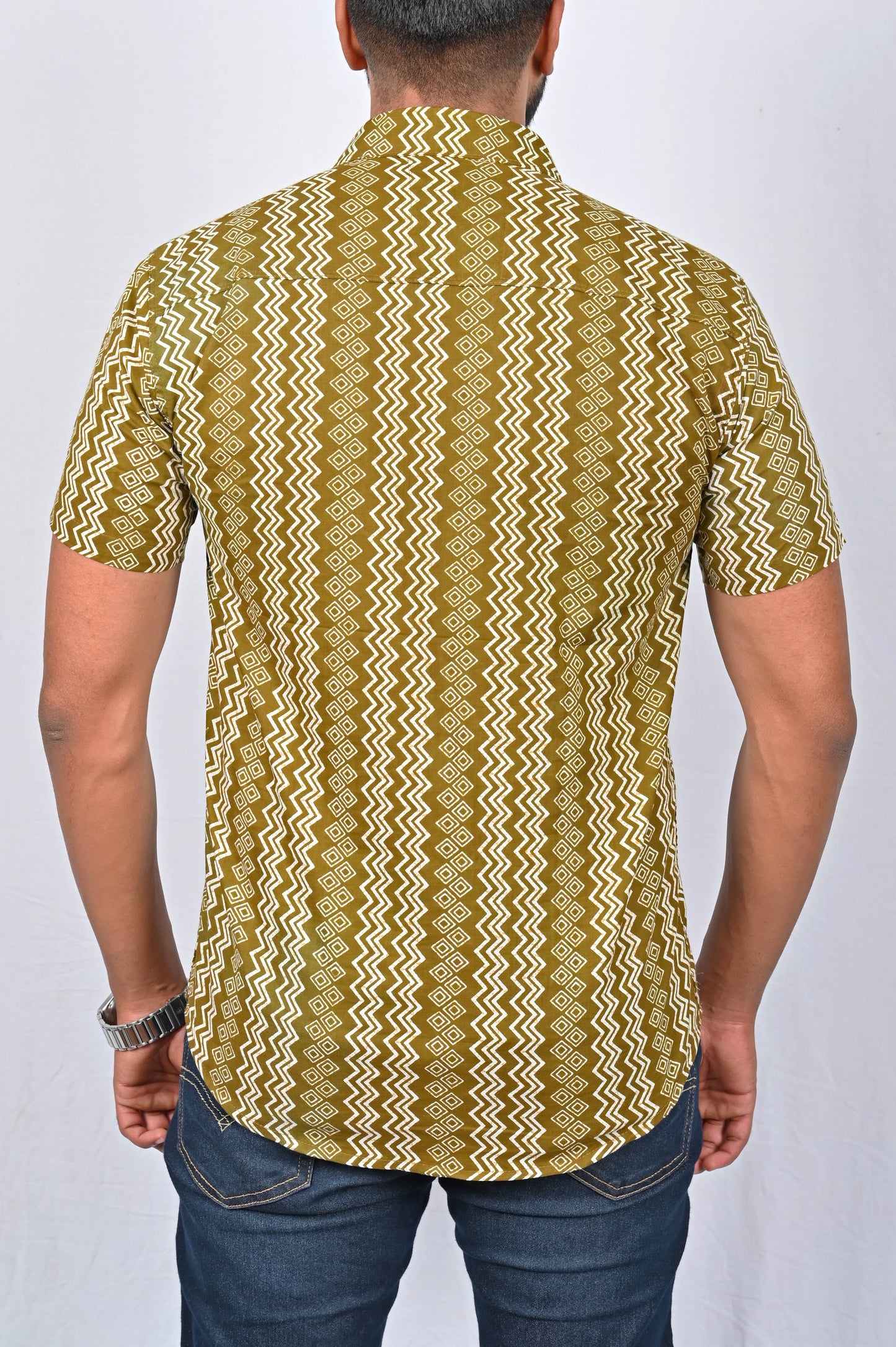 Shirt - Green Block Printed