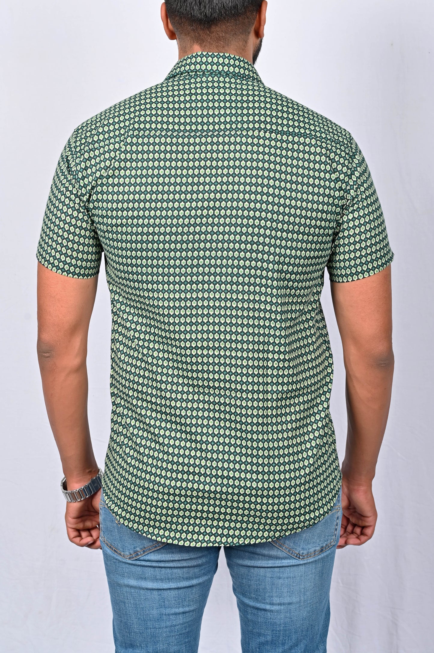 Shirt - Green Block Printed