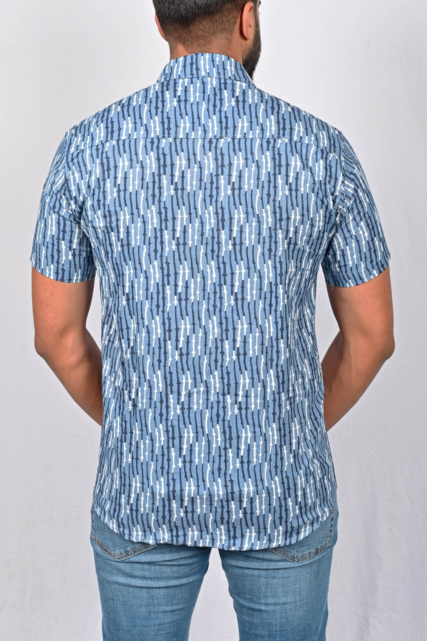 Shirt - Blue Block Printed