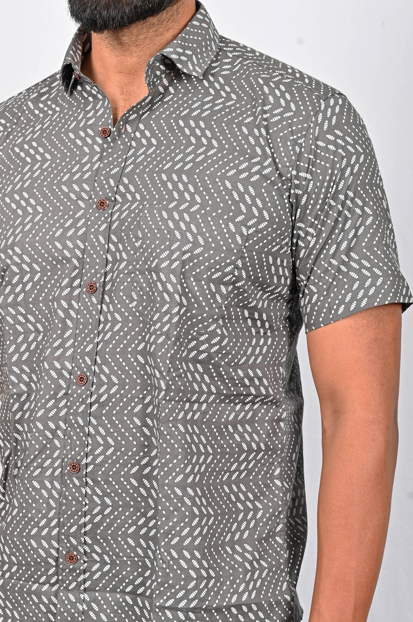 Shirt - Grey block printed