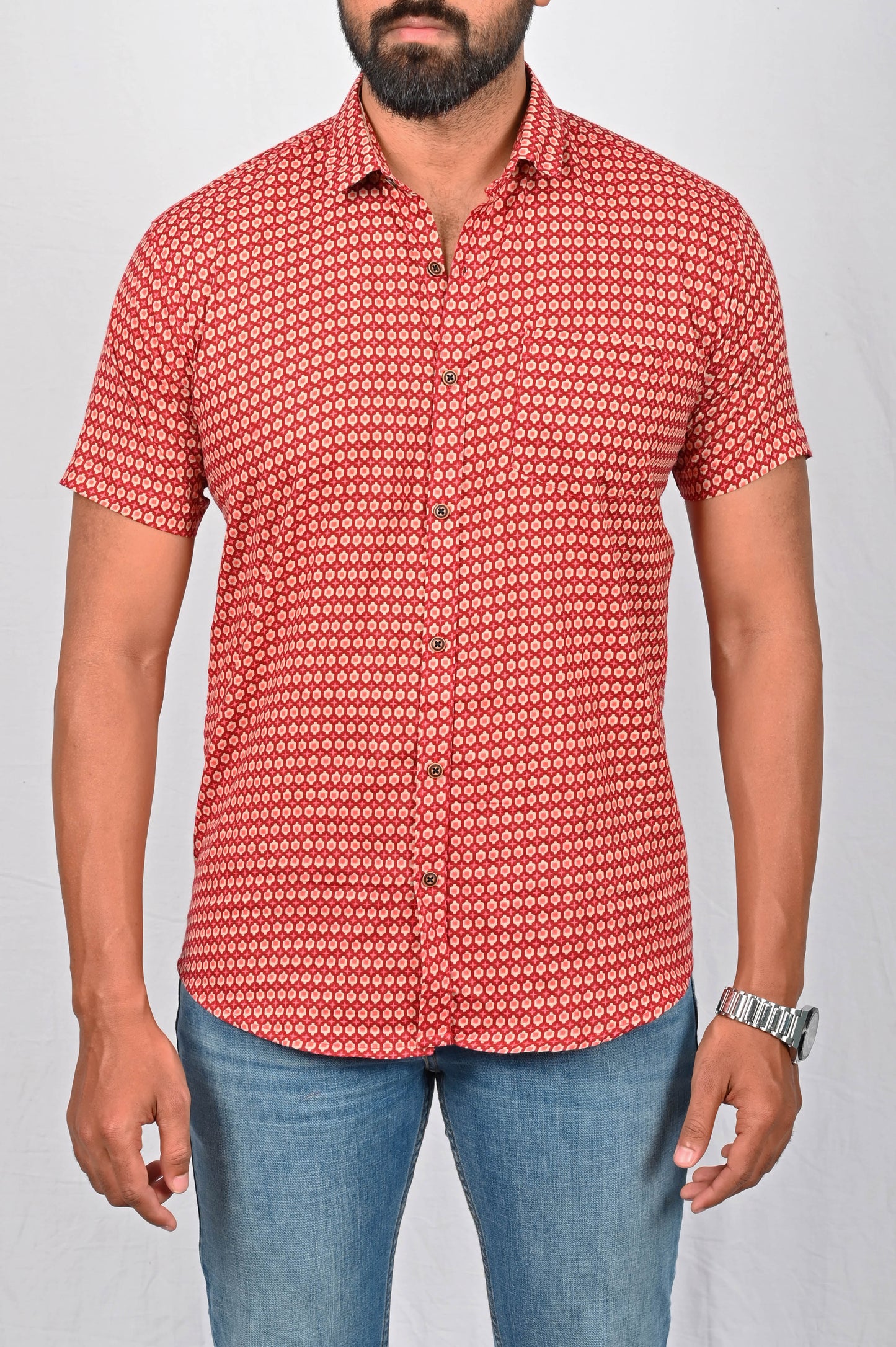 Shirt - Red Block Printed